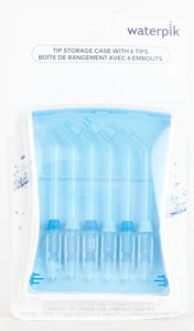 Waterpik Water Flosser Tips Storage Case and 6 Count Replacement Tips, Convenient, Hygienic and Sturdy Storage Case