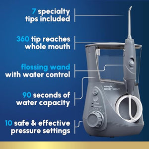 Waterpik Aquarius Water Flosser Professional For Teeth, Gums, Braces, Dental Care, Electric Power With 10 Settings, 7 Tips For Multiple Users And Needs, ADA Accepted, White WP-660, Packaging May Vary