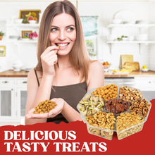 Load image into Gallery viewer, Nuts Gift Basket - Delicious Mixed Cravings Gourmet Collection Features 7 Sectional Platter with Freshly Roasted Nuts - Holiday Gift Basket.