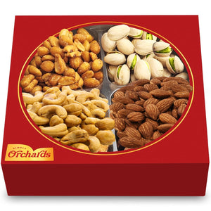 Nuts Gift Basket - Delicious Mixed Cravings Gourmet Collection Features 7 Sectional Platter with Freshly Roasted Nuts - Holiday Gift Basket.