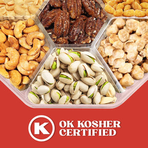 Nuts Gift Basket - Delicious Mixed Cravings Gourmet Collection Features 7 Sectional Platter with Freshly Roasted Nuts - Holiday Gift Basket.