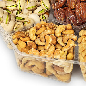 Nuts Gift Basket - Delicious Mixed Cravings Gourmet Collection Features 7 Sectional Platter with Freshly Roasted Nuts - Holiday Gift Basket.