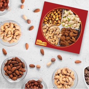 Nuts Gift Basket - Delicious Mixed Cravings Gourmet Collection Features 7 Sectional Platter with Freshly Roasted Nuts - Holiday Gift Basket.