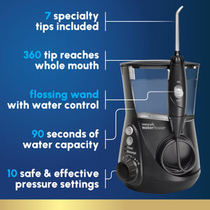 Waterpik Aquarius Water Flosser Professional For Teeth, Gums, Braces, Dental Care, Electric Power With 10 Settings, 7 Tips For Multiple Users And Needs, ADA Accepted, White WP-660, Packaging May Vary