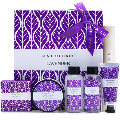 Spa Luxetique Lavender Spa Set, Bath Set for Women Gift, Relaxing Home Spa Kits Includes Body Lotion, Shower Gel, Bubble Bath, Hand Cream, Birthday Gifts for Women,Mothers Day Gifts