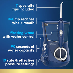 Waterpik Aquarius Water Flosser Professional For Teeth, Gums, Braces, Dental Care, Electric Power With 10 Settings, 7 Tips For Multiple Users And Needs, ADA Accepted, White WP-660, Packaging May Vary