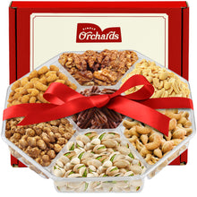 Load image into Gallery viewer, Nuts Gift Basket - Delicious Mixed Cravings Gourmet Collection Features 7 Sectional Platter with Freshly Roasted Nuts - Holiday Gift Basket.